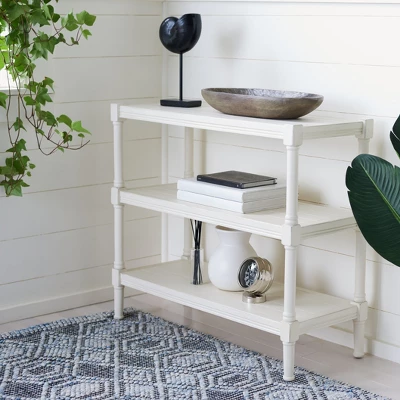 Rafiki 3 Shelf Console Table - Distressed White - Safavieh 2 Rafiki 3 Shelf Console Table - Distressed White - Safavieh - Image 2
