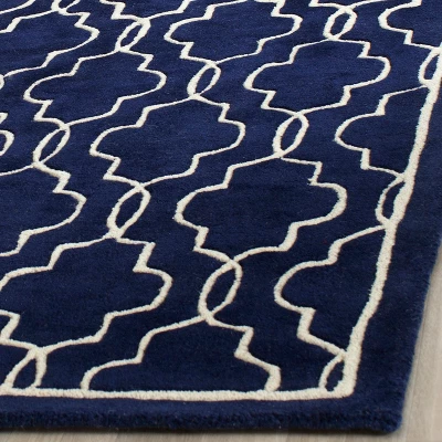 2'3"x9' Runner Jennie Quatrefoil Design Tufted Accent Rug Dark Blue/Ivory - Safavieh 1 2'3"x9' Runner Jennie Quatrefoil Design Tufted Accent Rug Dark Blue/Ivory - Safavieh