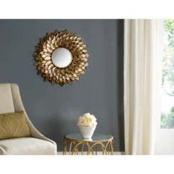 Sunburst Peacock Feather Decorative Wall Mirror Gold - Safavieh
