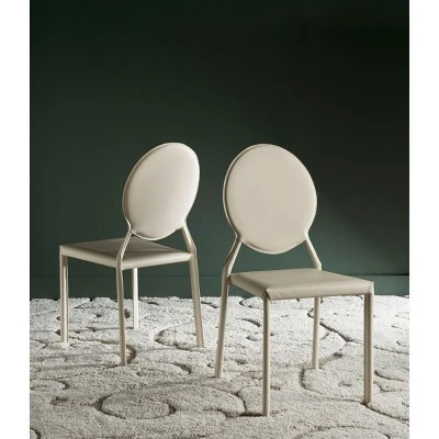 Warner Round Back Leather Side Chair (Set Of 2) - Butter Cream - Safavieh 1 Warner Round Back Leather Side Chair (Set Of 2) - Butter Cream - Safavieh