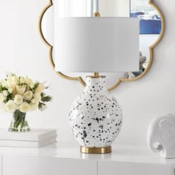 Krew Glass Table Lamp - White/Navy Blue - Safavieh