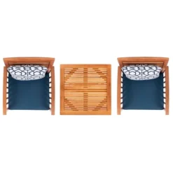 Pate 3pc Bistro Set - Natural/Navy - Safavieh -Safavieh Home Deals Store GUEST 16b86111 f9ac 4516 bc5e a46b4d897082