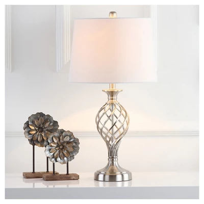 (Set Of 2) 26.8" Lattice Urn Table Lamp Nickel (Includes CFL Light Bulb) - Safavieh 3 (Set Of 2) 26.8" Lattice Urn Table Lamp Nickel (Includes CFL Light Bulb) - Safavieh - Image 3