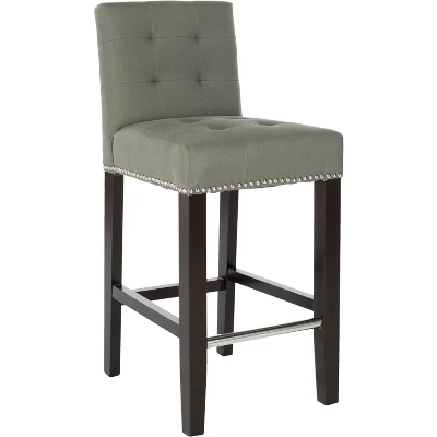 Thompson 23.9" Counter Stool W/ Silver Nail Heads - Safavieh 1 Thompson 23.9" Counter Stool W/ Silver Nail Heads - Safavieh