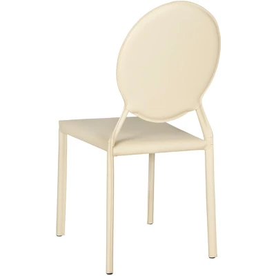 Warner Round Back Leather Side Chair (Set Of 2) - Butter Cream - Safavieh 4 Warner Round Back Leather Side Chair (Set Of 2) - Butter Cream - Safavieh - Image 4