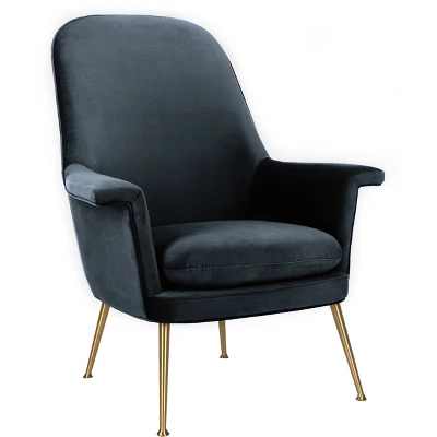 Aimee Velvet Arm Chair - Navy - Safavieh 2 Aimee Velvet Arm Chair - Navy - Safavieh - Image 2