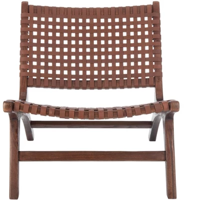 Luna Leather Woven Accent Chair - Safavieh 2 Luna Leather Woven Accent Chair - Safavieh - Image 2
