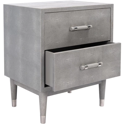 Jodie Faux Shagreen Nightstand - Grey/Silver - Safavieh 4 Jodie Faux Shagreen Nightstand - Grey/Silver - Safavieh - Image 4