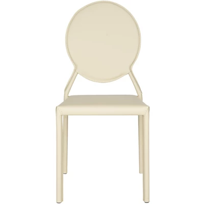 Warner Round Back Leather Side Chair (Set Of 2) - Butter Cream - Safavieh 2 Warner Round Back Leather Side Chair (Set Of 2) - Butter Cream - Safavieh - Image 2