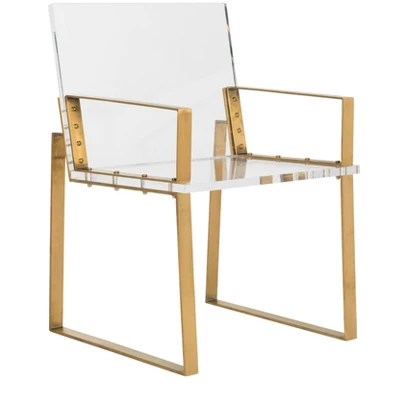 Langston Acrylic Arm Chair - Brass/Clear - Safavieh 2 Langston Acrylic Arm Chair - Brass/Clear - Safavieh - Image 2