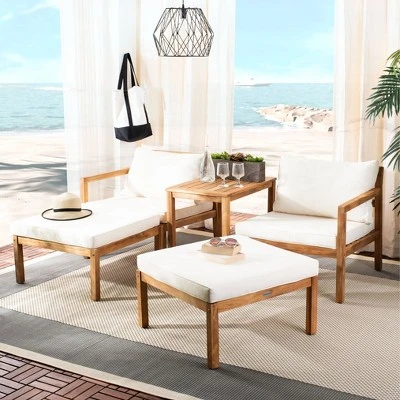 Pratia 5pc Outdoor Set - Natural/Beige - Safavieh 1 Pratia 5pc Outdoor Set - Natural/Beige - Safavieh