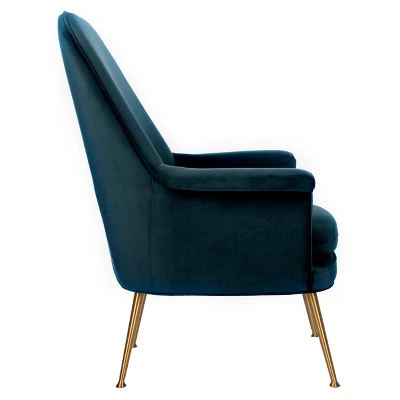 Aimee Velvet Arm Chair - Navy - Safavieh 3 Aimee Velvet Arm Chair - Navy - Safavieh - Image 3