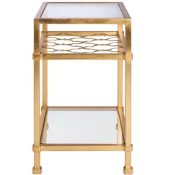 Hanzel Gold Leaf Glass Side Table - Gold - Safavieh -Safavieh Home Deals Store GUEST 388cbb23 4db8 4c89 94b0 b8557be7f105