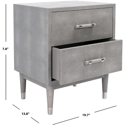 Jodie Faux Shagreen Nightstand - Grey/Silver - Safavieh 6 Jodie Faux Shagreen Nightstand - Grey/Silver - Safavieh - Image 6