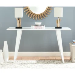 Manny Retro Mid Century Lacquer Console - White - Safavieh