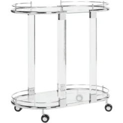 Lennon Acrylic Bar Trolley - Chrome - Safavieh -Safavieh Home Deals Store GUEST 4ca80c26 f28b 49d2 9bfb 36aeefc75ef7