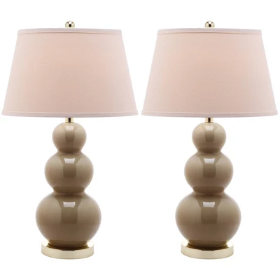 Set Of 2 Pamela Triple Gourd Lamp (Includes LED Light Bulb) Taupe - Safavieh 2 Set Of 2 Pamela Triple Gourd Lamp (Includes LED Light Bulb) Taupe - Safavieh - Image 2