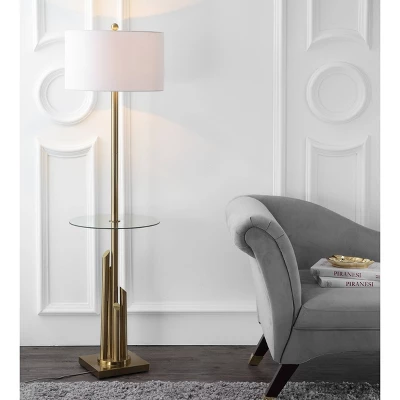 61" Ambrosio Floor Lamp Side Table Brass/Gold (Includes CFL Light Bulb) - Safavieh 2 61" Ambrosio Floor Lamp Side Table Brass/Gold (Includes CFL Light Bulb) - Safavieh - Image 2