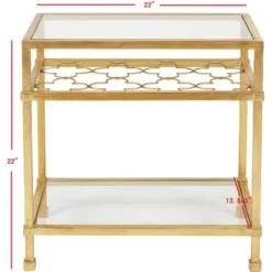 Hanzel Gold Leaf Glass Side Table - Gold - Safavieh -Safavieh Home Deals Store GUEST 66871b61 53a2 485c a012 e95394856689