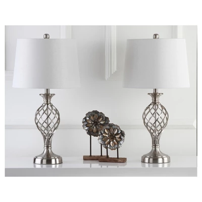 (Set Of 2) 26.8" Lattice Urn Table Lamp Nickel (Includes CFL Light Bulb) - Safavieh 2 (Set Of 2) 26.8" Lattice Urn Table Lamp Nickel (Includes CFL Light Bulb) - Safavieh - Image 2