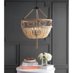 Whitley Pendant Brown Wooden Finish/Dark Gray - Safavieh -Safavieh Home Deals Store GUEST 69140ec6 5255 44c6 80f3 e7891a0feb69
