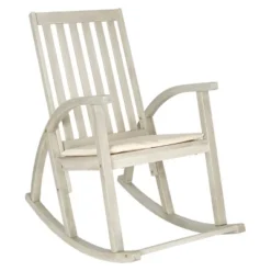 Lugano Wood Patio Rocking Chair - White - Safavieh