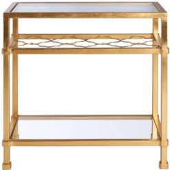 Hanzel Gold Leaf Glass Side Table - Gold - Safavieh -Safavieh Home Deals Store GUEST 6b0c18ea 7470 4e04 8c1e 83e8d64bbab6