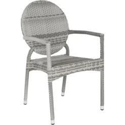 Valdez Indoor Outdoor French Bistro Stacking Arm Chair (Set Of 2) - Grey - Safavieh -Safavieh Home Deals Store GUEST 764a558e 34c7 4182 81eb 173246471b5b