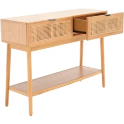 Baisley 2 Drawer Rattan Console Table - Natural - Safavieh -Safavieh Home Deals Store GUEST 794ef012 7e23 47c9 96e5 95e33f7331f2