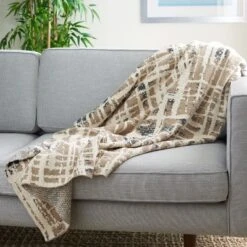Twila Throw Blanket - Tan/Beige/Gray - 50" X 60" - Safavieh