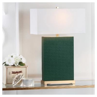 (Set Of 2) 27.8" Joyce Faux Woven Leather Table Lamp (Includes CFL Light Bulb) Dark Green - Safavieh 2 (Set Of 2) 27.8" Joyce Faux Woven Leather Table Lamp (Includes CFL Light Bulb) Dark Green - Safavieh - Image 2