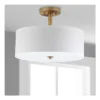 11.3" Clara 3 Light Semi Flush Drum Light Gold - Safavieh