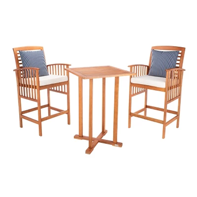 Pate 3pc Bistro Set - Natural/Beige/Navy - Safavieh 6 Pate 3pc Bistro Set - Natural/Beige/Navy - Safavieh - Image 6