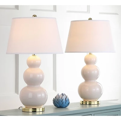 Set Of 2 Pamela Triple Gourd Lamp (Includes LED Light Bulb) Light Gray - Safavieh 3 Set Of 2 Pamela Triple Gourd Lamp (Includes LED Light Bulb) Light Gray - Safavieh - Image 3