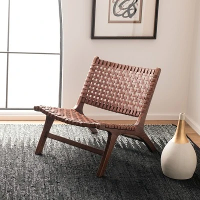 Luna Leather Woven Accent Chair - Safavieh 1 Luna Leather Woven Accent Chair - Safavieh