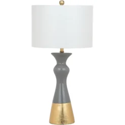 (Set Of 2) 30.5" Iris Table Lamp Gray/Gold (Includes CFL Light Bulb) - Safavieh