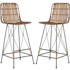 Minerva Wicker Bar Stool (Set Of 2) - Safavieh -Safavieh Home Deals Store GUEST 96a3f7fd 5358 4b07 a55c 456344ddb19b