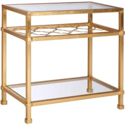 Hanzel Gold Leaf Glass Side Table - Gold - Safavieh -Safavieh Home Deals Store GUEST 972a5b44 da8a 4946 a4cd 2609a0c3ad08