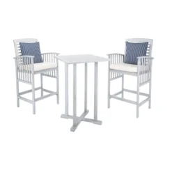 Pate 3pc Bistro Set - Gray/Beige/Navy - Safavieh -Safavieh Home Deals Store GUEST 99a87cee e1d4 4022 97f0 71a7ed34e755