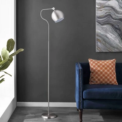 Elijah Iron Floor Lamp (Includes LED Light Bulb) Brushed Nickel - Safavieh 2 Elijah Iron Floor Lamp (Includes LED Light Bulb) Brushed Nickel - Safavieh - Image 2