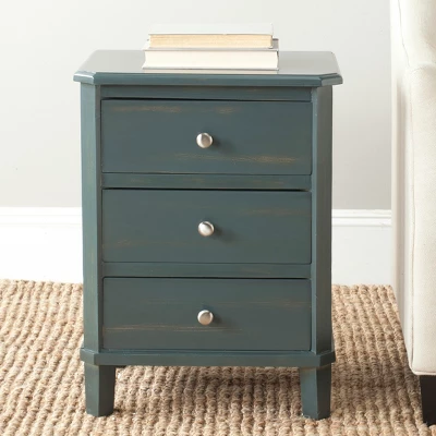 Joe End Table With Storage Drawers- Dark Teal - Safavieh 1 Joe End Table With Storage Drawers- Dark Teal - Safavieh