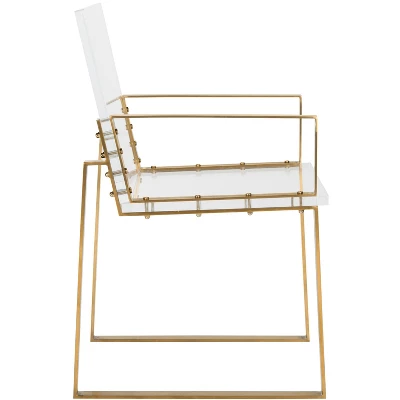 Langston Acrylic Arm Chair - Brass/Clear - Safavieh 3 Langston Acrylic Arm Chair - Brass/Clear - Safavieh - Image 3