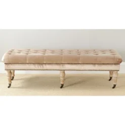 Safavieh Home Deals Store 25 Barney Tufted Bench W/ Brass Nail Heads - Safavieh