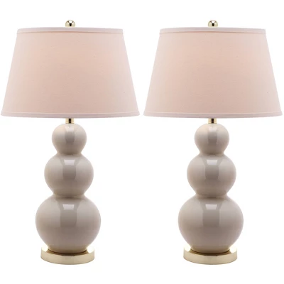 Set Of 2 Pamela Triple Gourd Lamp (Includes LED Light Bulb) Light Gray - Safavieh 2 Set Of 2 Pamela Triple Gourd Lamp (Includes LED Light Bulb) Light Gray - Safavieh - Image 2