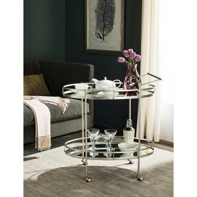 Dante Bar Cart - Silver/Mirror - Safavieh 1 Dante Bar Cart - Silver/Mirror - Safavieh