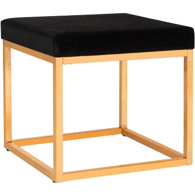 Rowan Contemporary Glam Square Ottoman - Black/Gold - Safavieh 2 Rowan Contemporary Glam Square Ottoman - Black/Gold - Safavieh - Image 2