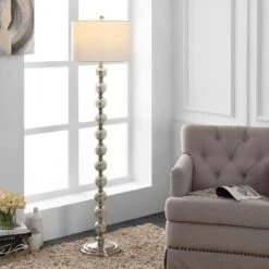 Cace Floor Lamp - Nickel/Ivory - Safavieh -Safavieh Home Deals Store GUEST b6f9f265 aa39 49c2 9b50 3ab4d656fa9b