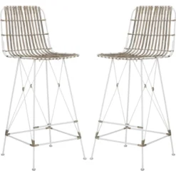 Minerva Wicker Bar Stool (Set Of 2) - Safavieh -Safavieh Home Deals Store GUEST bbd59186 b591 45a1 99a6 872b17d48758