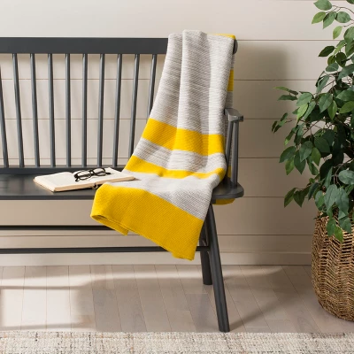 Sun Kissed Knit Throw Blanket - Yellow/Light Grey/Natural - 50" X 60" - Safavieh 1 Sun Kissed Knit Throw Blanket - Yellow/Light Grey/Natural - 50" X 60" - Safavieh