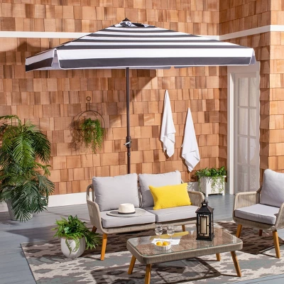 7.5' Square Elsa Fashion Line Umbrella Black/White - Safavieh 1 7.5' Square Elsa Fashion Line Umbrella Black/White - Safavieh